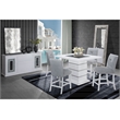 Global Furniture USA Monaco Wood White and Silver Bar Table with Clear Glass