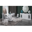 Global Furniture USA Monaco Wood White and Silver Bar Table with Clear Glass
