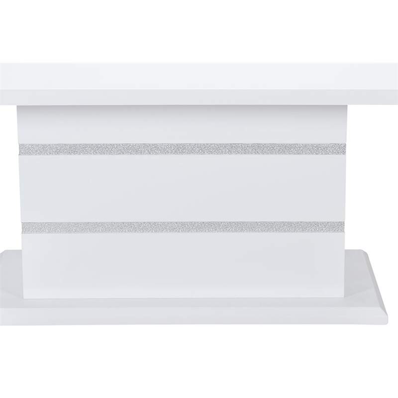 Global Furniture USA Monaco Wood White Dining Table with Clear Glass Inlay