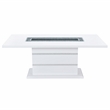 Global Furniture USA Monaco Wood White Dining Table with Clear Glass Inlay