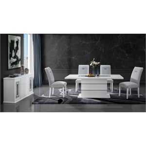 Global Furniture USA Monaco Wood 5pc White and Light Gray Dining Set