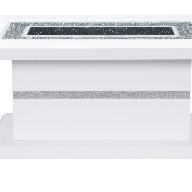 Global Furniture USA Monaco Engineered Wood & Glass Coffee Table in White/Silver