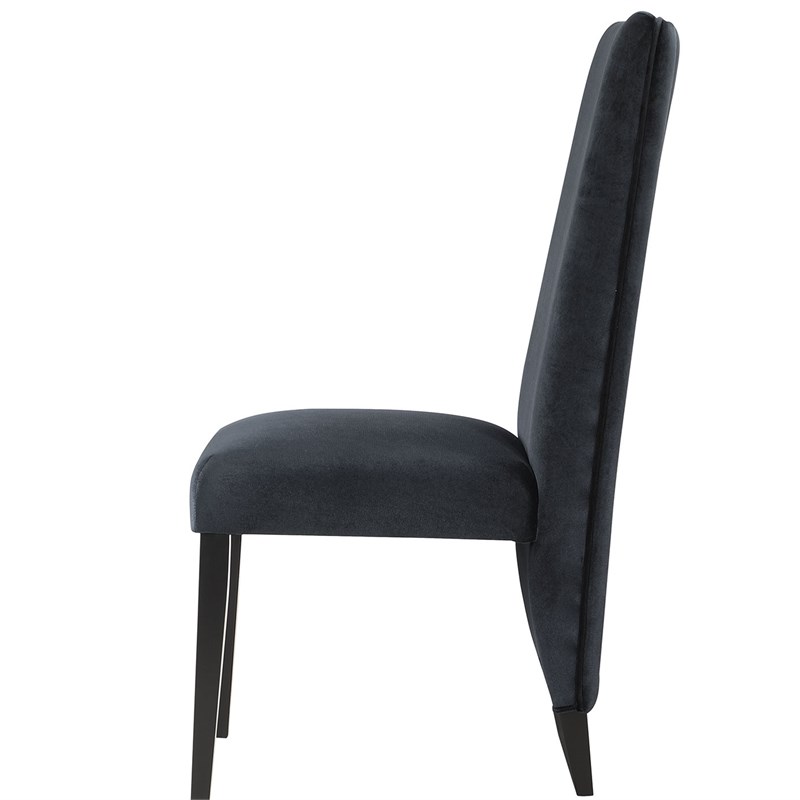 D12 Black Wood Upholstered Dining Chair KIT OF 2