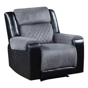 global furniture usa u5914 gray/black fabric recliner