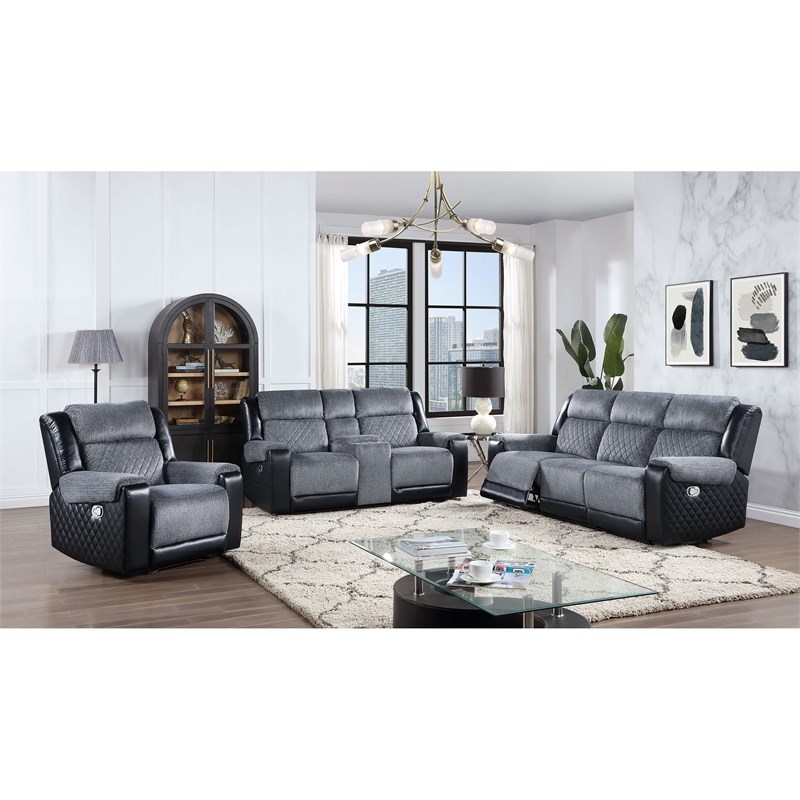 Global Furniture USA U5914 Gray/Black Fabric Recliner