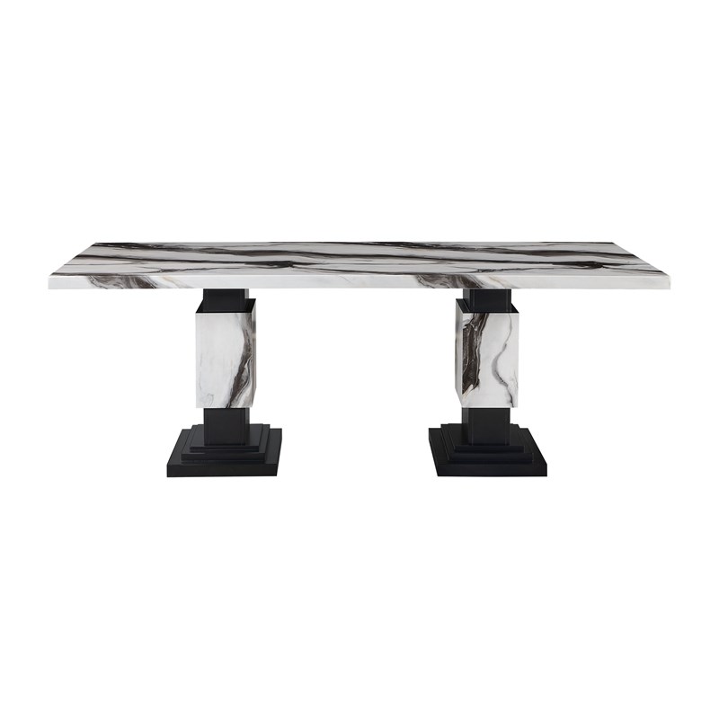 Global Furniture USA Black/White D12DT Faux Marble Top Dining Table
