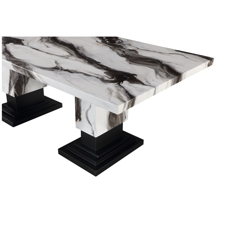 Global Furniture USA Black/White D12DT Faux Marble Top Dining Table