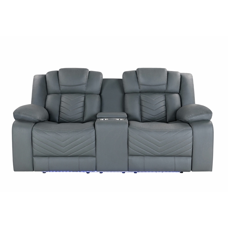 Global Furniture USA U7068 Gray Polyester 10 PCR Loveseat with LED
