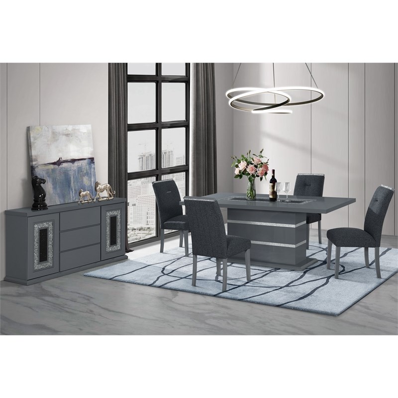 Global Furniture USA Monaco Dark Gray Wood Dining Table and 4 Dining Chairs