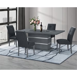 Global Furniture USA Monaco Dark Gray Wood Dining Table and 4 Dining Chairs