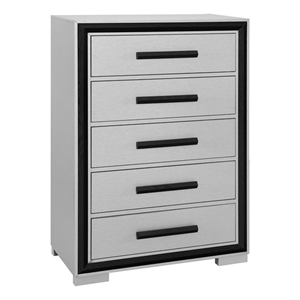 Global Furniture USA Amelia Solid Wood Gray Black 5-Drawer Chest