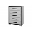Global Furniture USA Amelia Solid Wood Gray Black 5-Drawer Chest