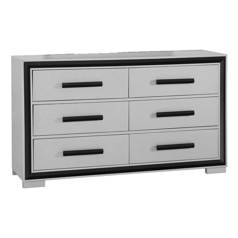 Global Furniture USA Amelia Solid Wood Gray Black 6-Drawer Dresser