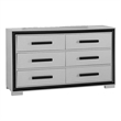 Global Furniture USA Amelia Solid Wood Gray Black 6-Drawer Dresser