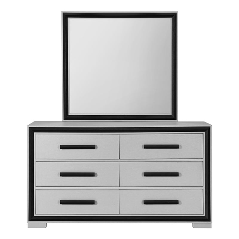 Global Furniture USA Amelia Solid Wood Gray Black 6-Drawer Dresser