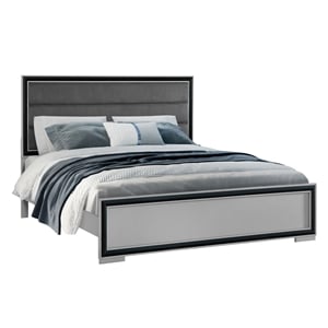 Global Furniture USA Amelia Solid Wood Gray Black Full Bed with LED
