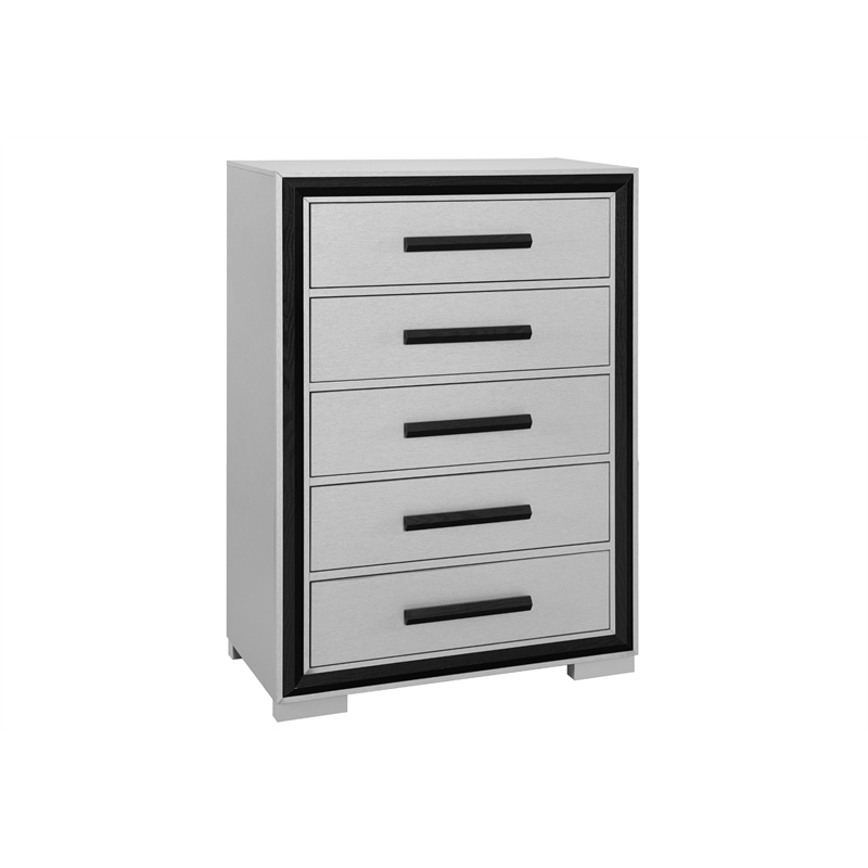 Global Furniture USA Amelia Solid Wood Gray Black Full Bed Set with LED