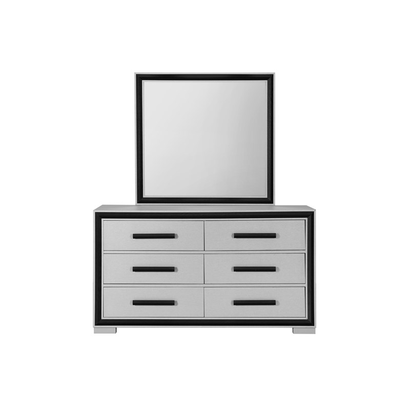 Global Furniture USA Amelia Solid Wood Gray Black King Bed Set with LED