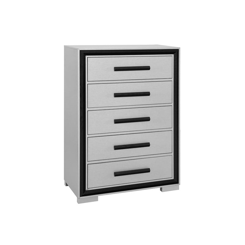 Global Furniture USA Amelia Solid Wood Gray Black King Bed Set with LED