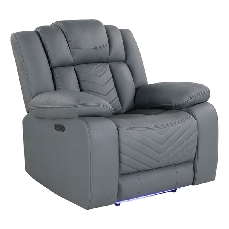 Global Furniture USA U7068 Gray Fabric 10 Power Recliner With LED