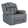 Global Furniture USA U7068 Gray Fabric 10 Power Recliner With LED