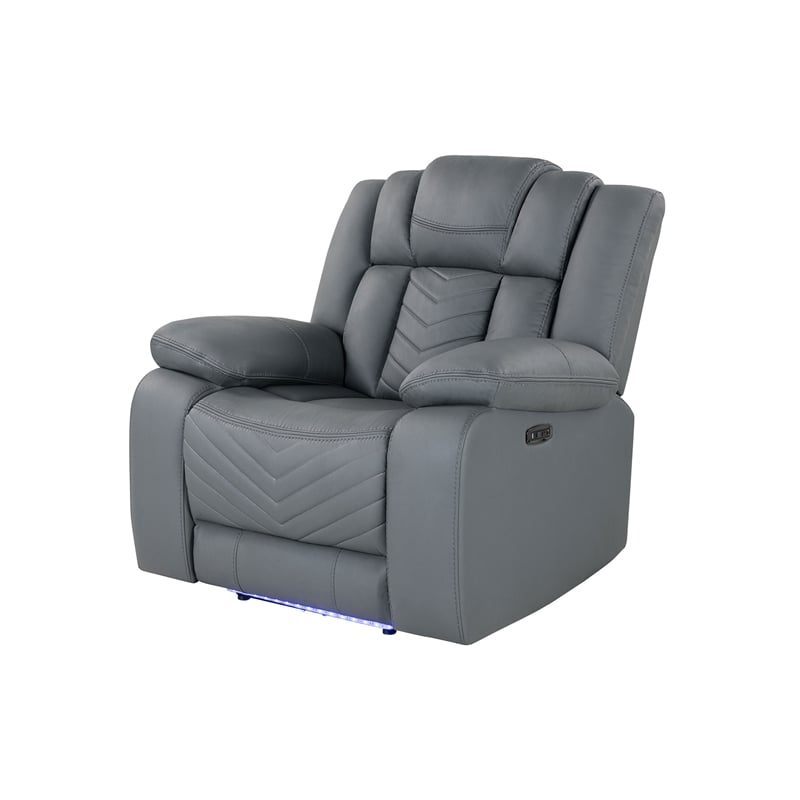 Global Furniture USA U7068 Gray Fabric 10 Power Recliner With LED