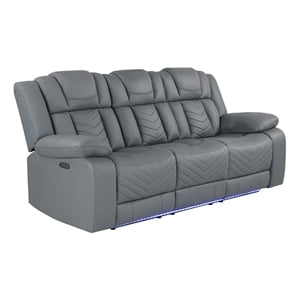 global furniture usa u7068 gray fabric power reclining sofa with ddt wc and led