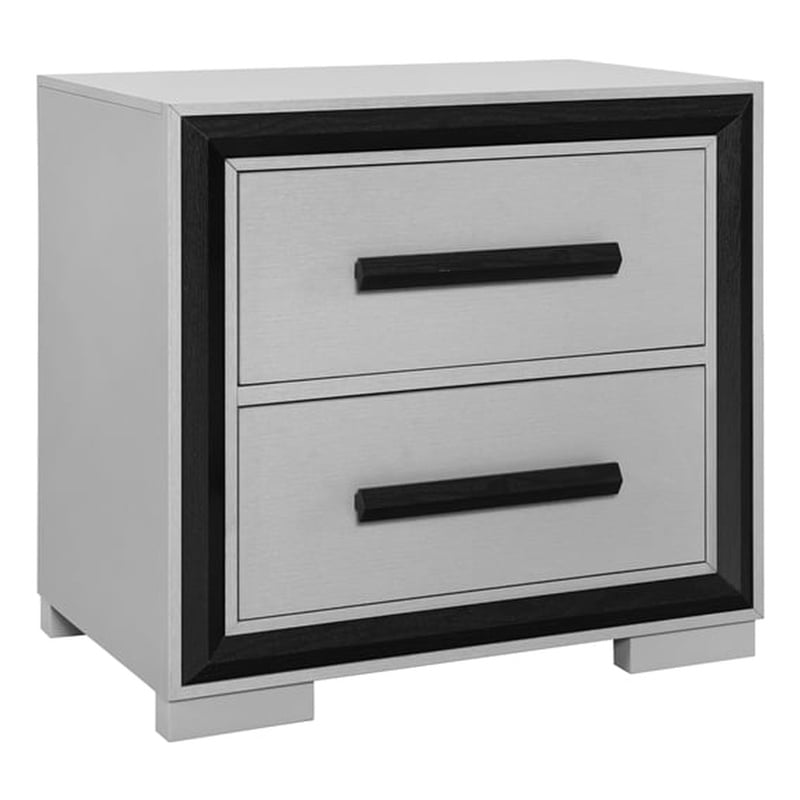 Global Furniture USA Amelia Solid Wood Gray Black 2-Drawer Nightstand