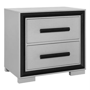 Global Furniture USA Amelia Solid Wood Gray Black 2-Drawer Nightstand