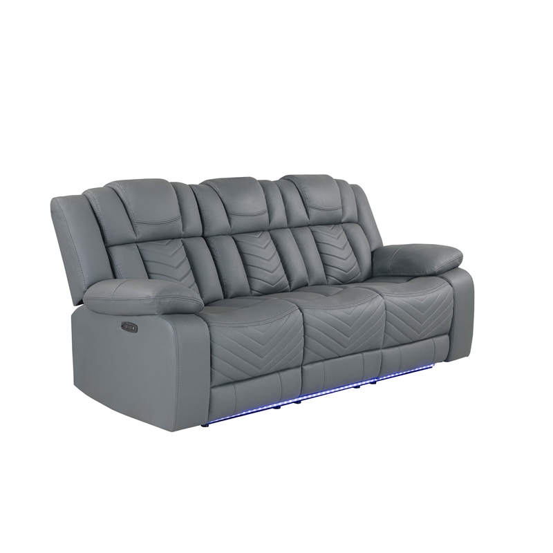 Global Furniture USA U7068 Gray Fabric Power Reclining Set with LED