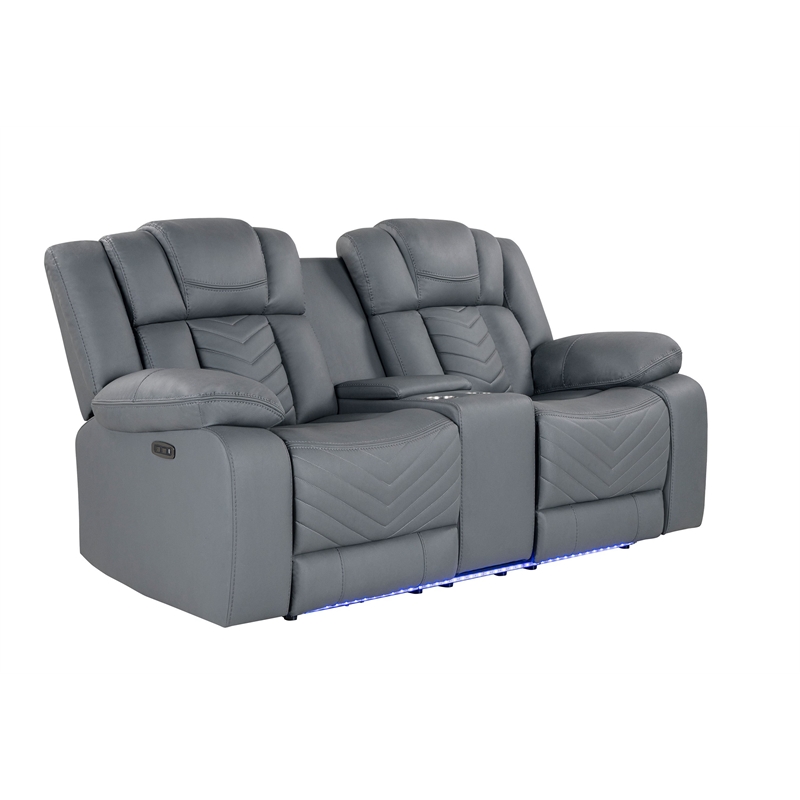 Global Furniture USA U7068 Gray Fabric Power Reclining Set with LED