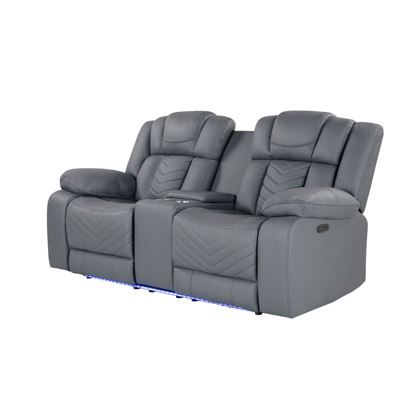Global Furniture USA U7068 Gray Fabric Power Reclining Set with LED