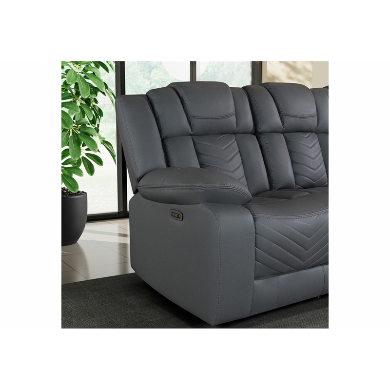 Global Furniture USA U7068 Gray Fabric Power Reclining Set with LED