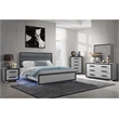 Global Furniture USA Amelia Solid Wood Gray Black Queen Bed with LED