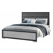 Global Furniture USA Amelia Solid Wood Gray Black Queen Bed with LED