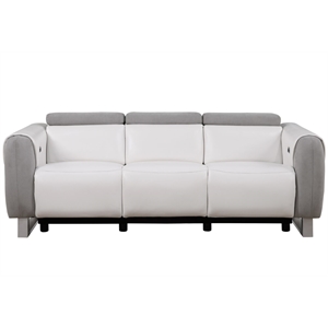 global furniture usa u8520 blanche white/gray fabric f06 power reclining sofa