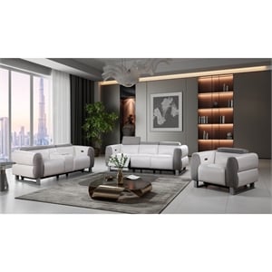 global furniture usa u8520 blanche white/gray fabric f06 power reclining set