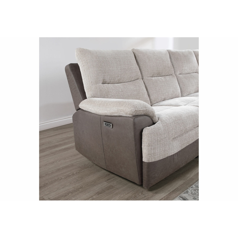 Global Furniture USA U3822 Beige/Brown Fabric Sectional with PO and USB