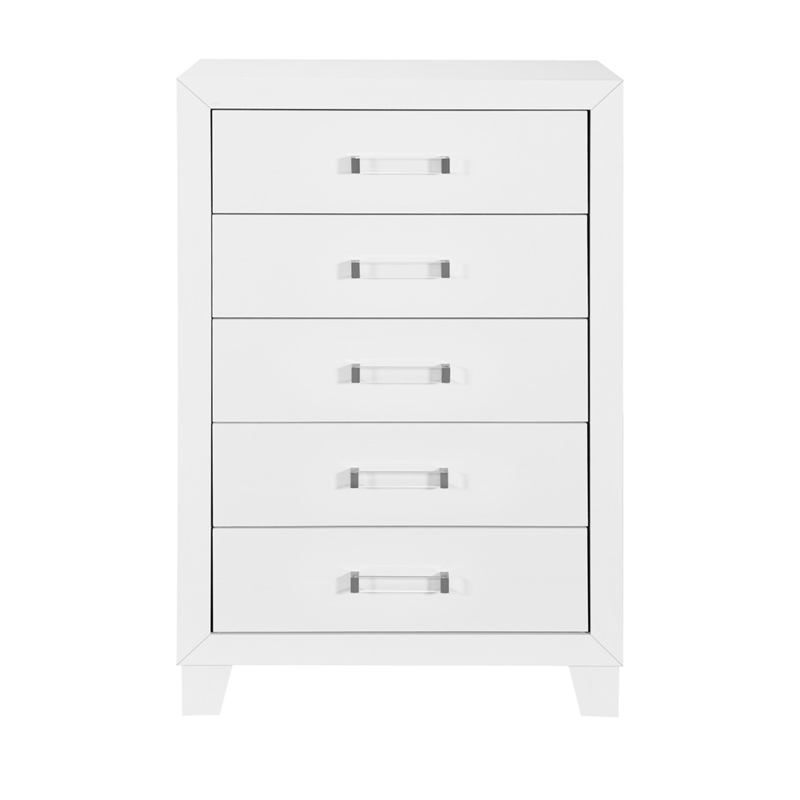 Global Furniture USA Luccia 5-Drawer White Wood Chest