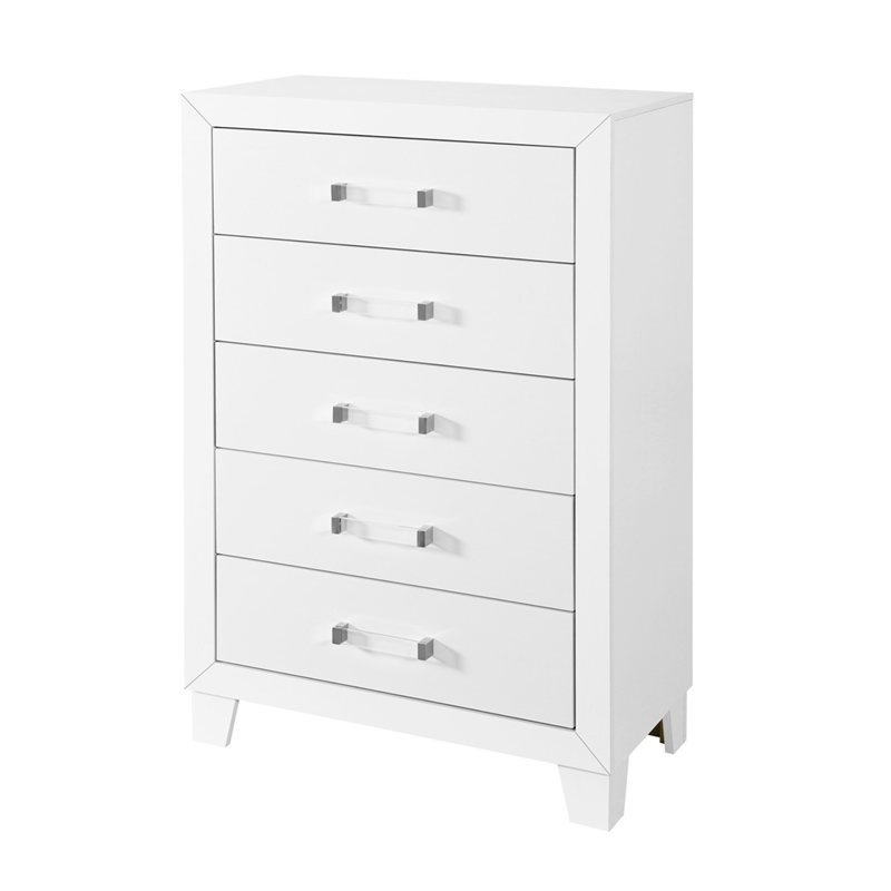 Global Furniture USA Luccia 5-Drawer White Wood Chest
