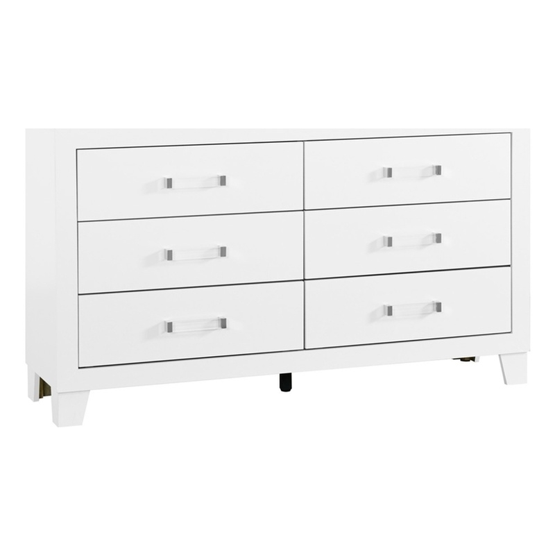 Global Furniture USA Luccia White Wood 6-Drawer Dresser