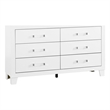 Global Furniture USA Luccia White Wood 6-Drawer Dresser