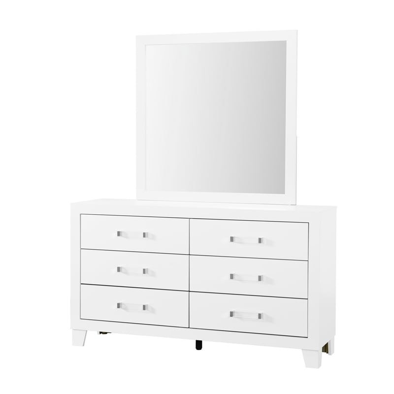 Global Furniture USA Luccia White Wooden Large Scale Mirror