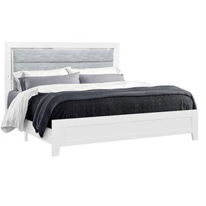 Global Furniture USA Luccia White Wood Queen Bed with LED