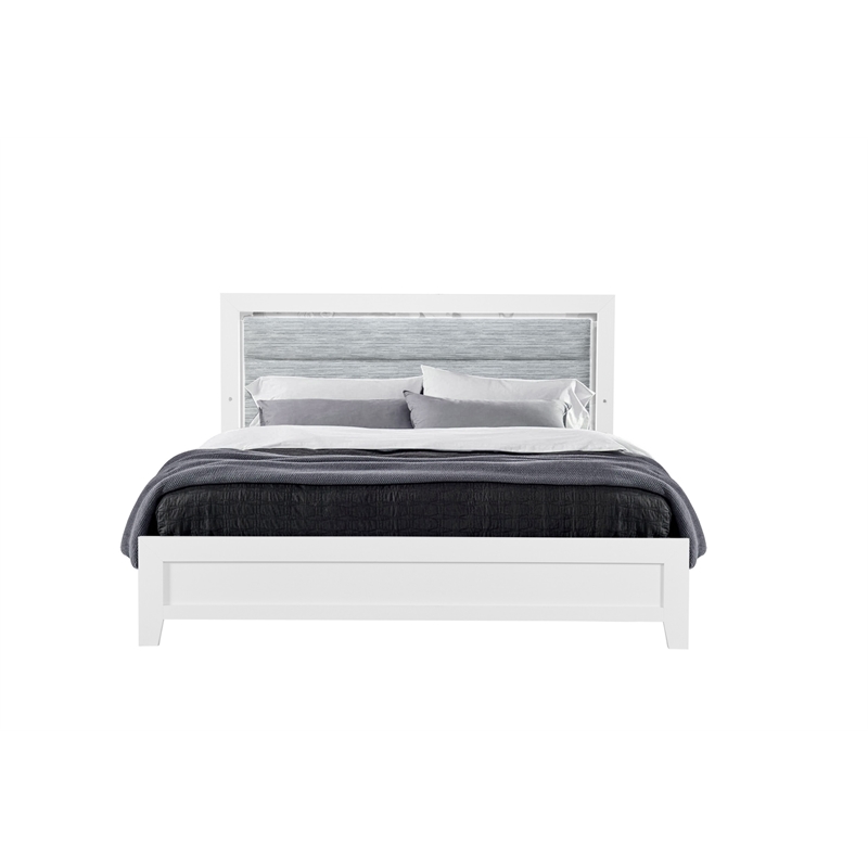 Global Furniture USA Luccia White Wood Twin Bed with LED