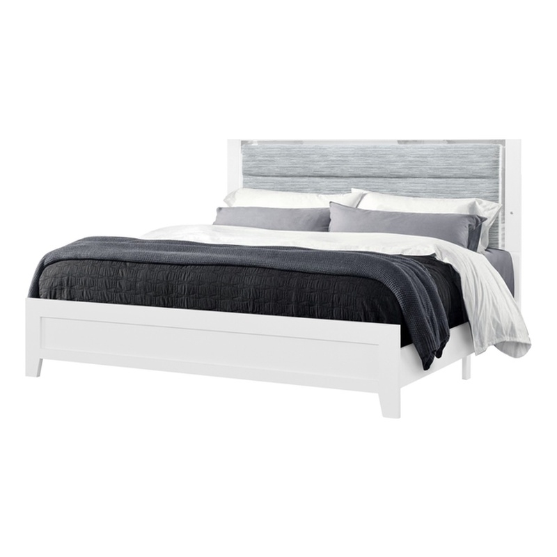 Global Furniture USA Luccia White Wood Twin Bed with LED