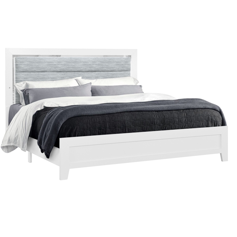 Global Furniture USA Luccia White Wood Twin Bed Set with LED