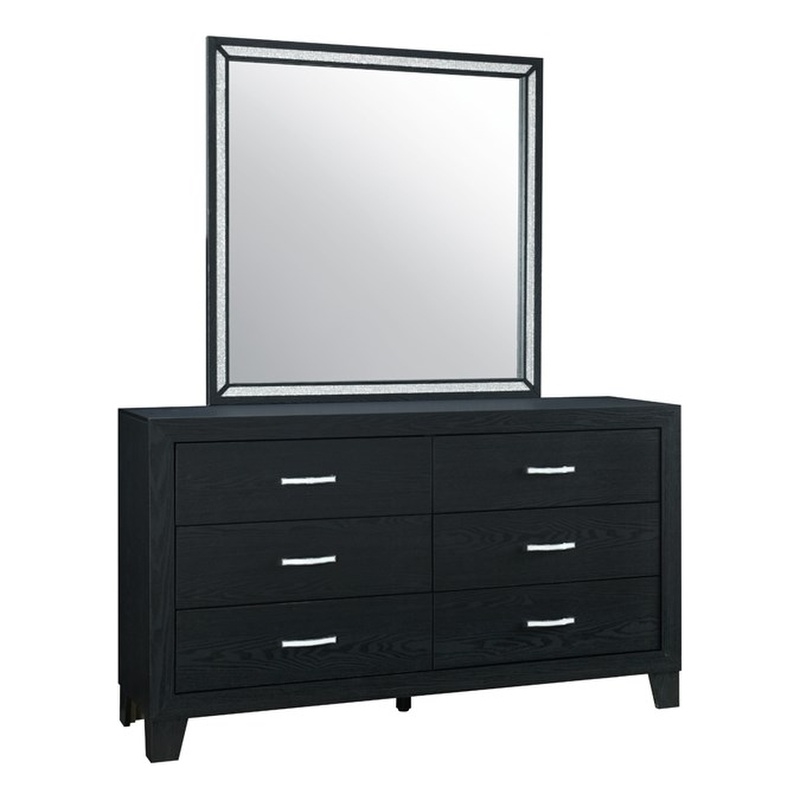 Global Furniture USA Reid Sleek Black Solid Wood 6-Drawer Dresser