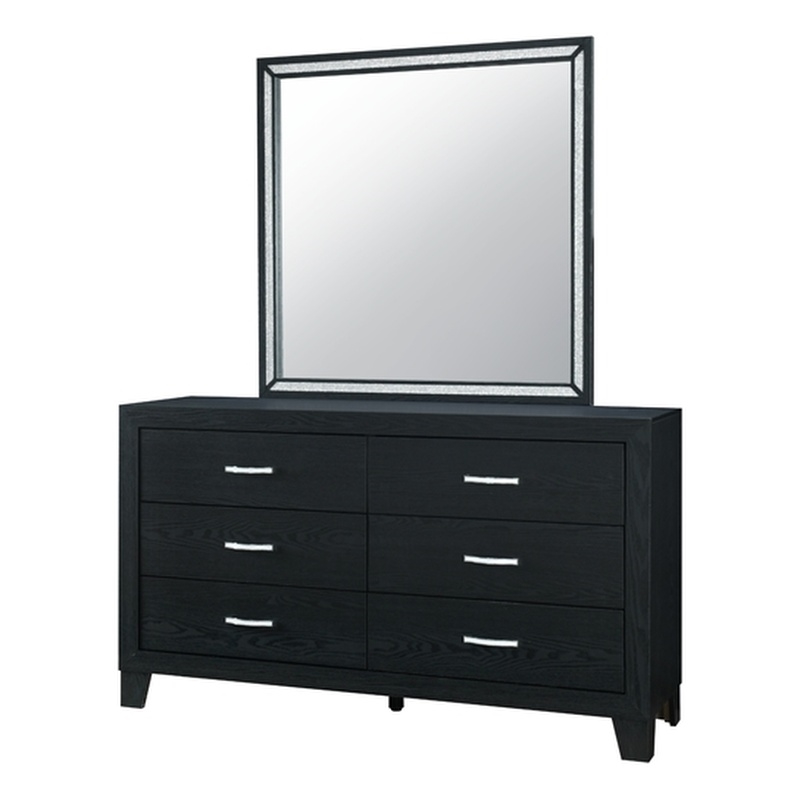 Global Furniture USA Reid Sleek Black Solid Wood 6-Drawer Dresser