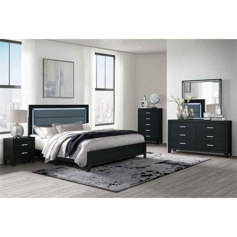 Global Furniture USA Reid Sleek Black Wood Large Scale Mirror